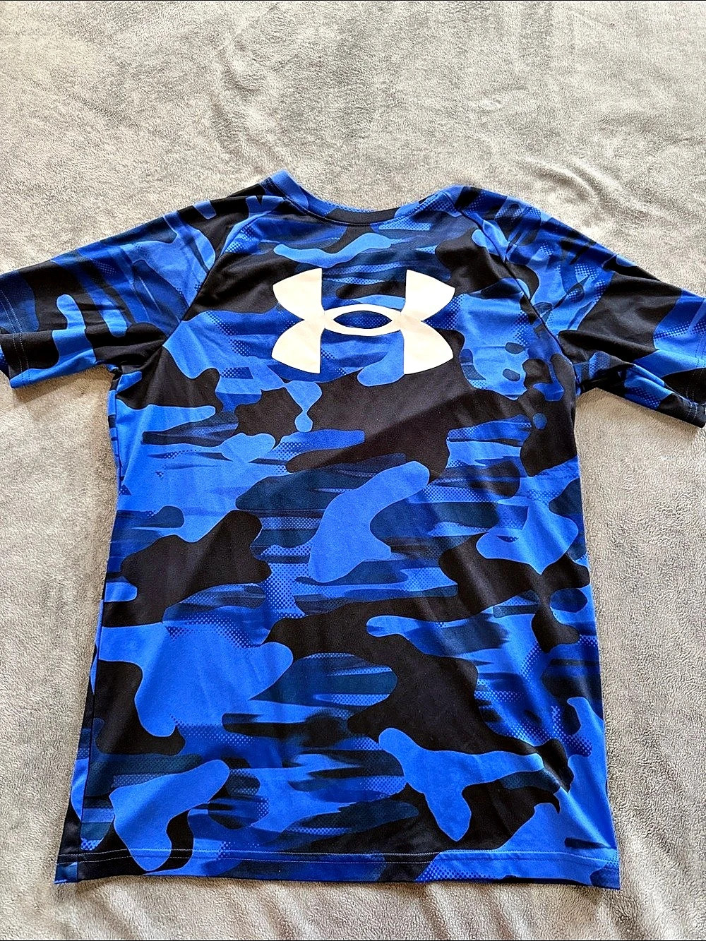 Under Armour Boys Blue Camo Tech Short Sleeve T-Shirt Tee Youth XL